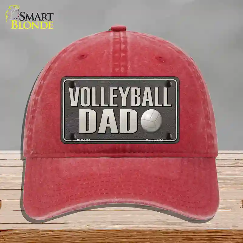 Volleyball Dad Novelty License Plate Hat Unconstructed Cotton / Red