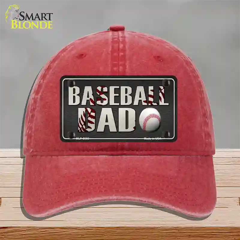 Baseball Dad Novelty License Plate Hat Unconstructed Cotton / Red