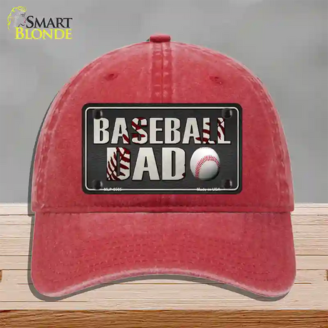 Baseball Dad Novelty License Plate Hat Unconstructed Cotton / Red