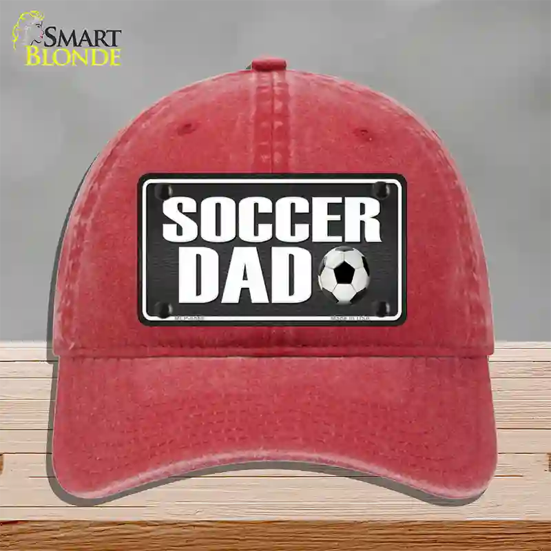 Soccer Dad Novelty License Plate Hat Unconstructed Cotton / Red