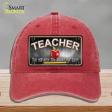 Teacher Novelty License Plate Hat Unconstructed Cotton / Red