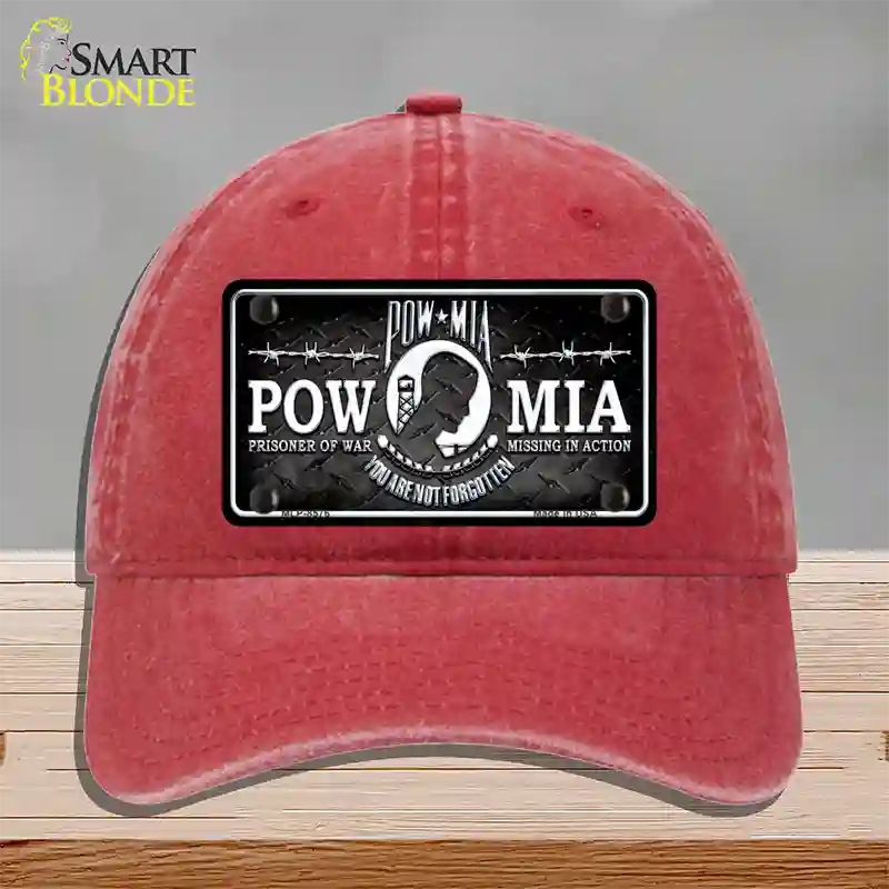 POW MIA Novelty License Plate Hat Unconstructed Cotton / Red