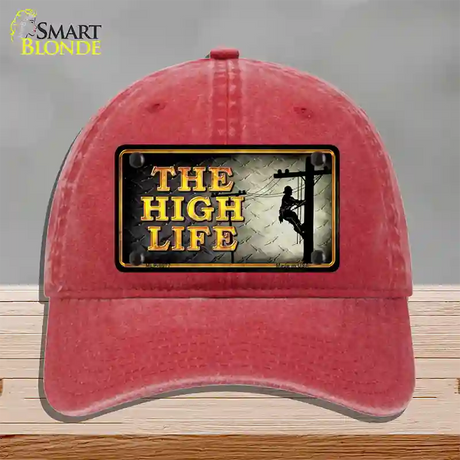 The High Life Novelty License Plate Hat Unconstructed Cotton / Red