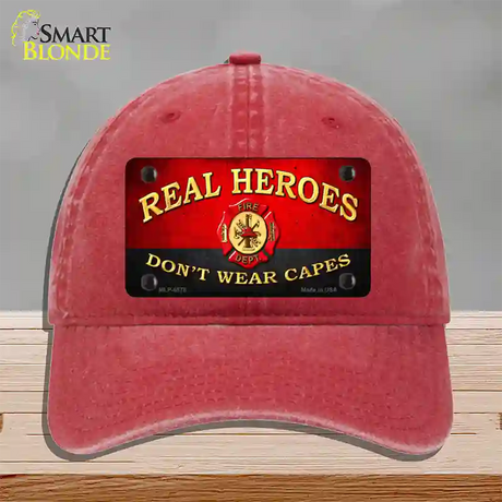 Real Heroes Red Novelty License Plate Hat Unconstructed Cotton / Red