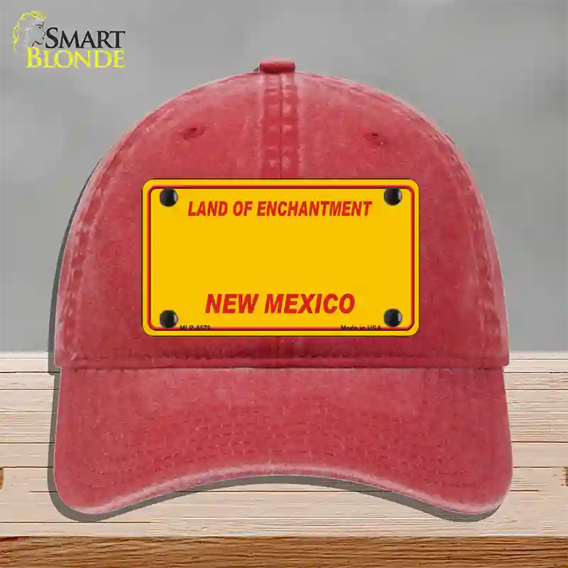 New Mexico Yellow Novelty License Plate Hat Unconstructed Cotton / Red