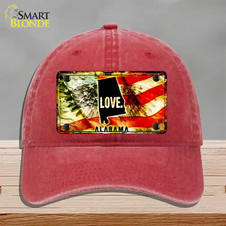 Alabama Love Novelty License Plate Hat Unconstructed Cotton / Red