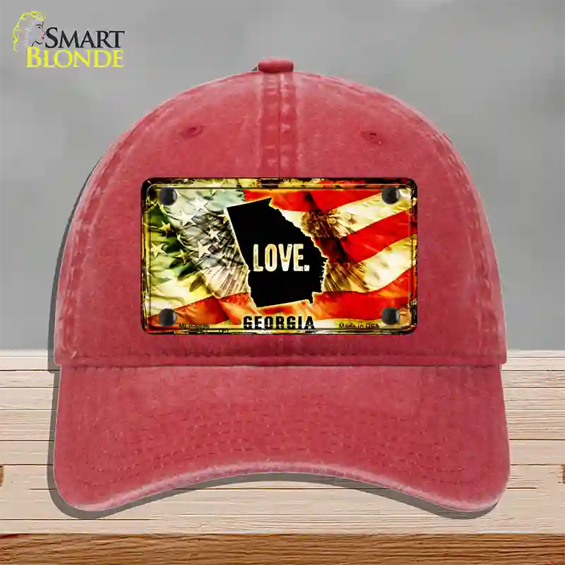 Georgia Love Novelty License Plate Hat Unconstructed Cotton / Red