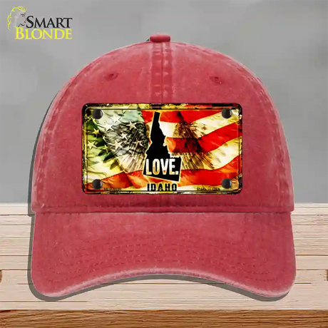 Idaho Love Novelty License Plate Hat Unconstructed Cotton / Red