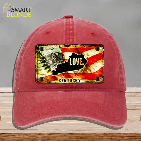 Kentucky Love Novelty License Plate Hat Unconstructed Cotton / Red