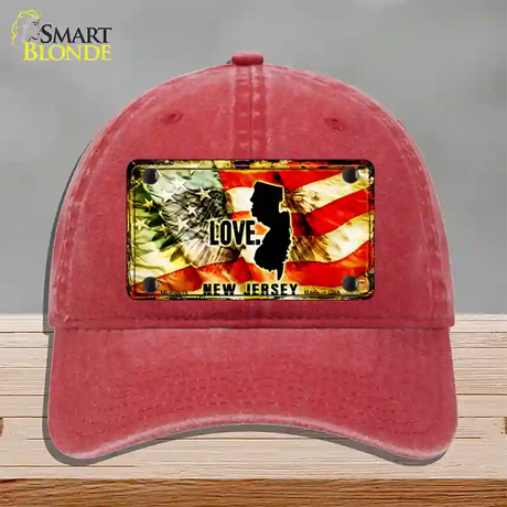 New Jersey Love Novelty License Plate Hat Unconstructed Cotton / Red