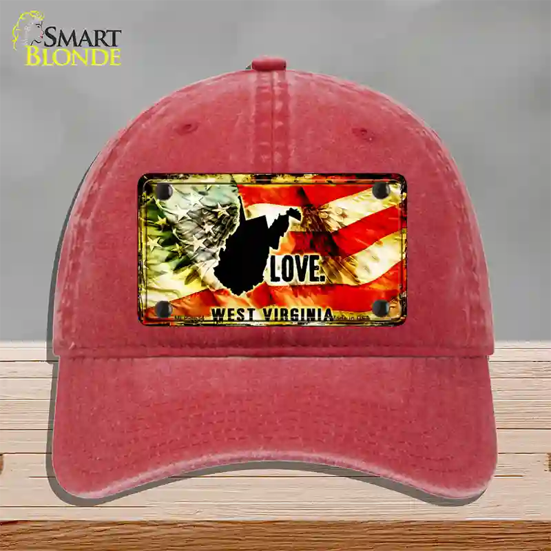 West Virginia Love Novelty License Plate Hat Unconstructed Cotton / Red