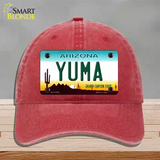 Yuma Arizona Novelty License Plate Hat Unconstructed Cotton / Red