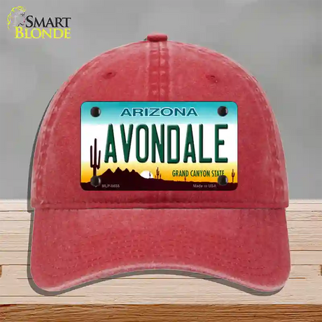 Avondale Arizona Novelty License Plate Hat Unconstructed Cotton / Red