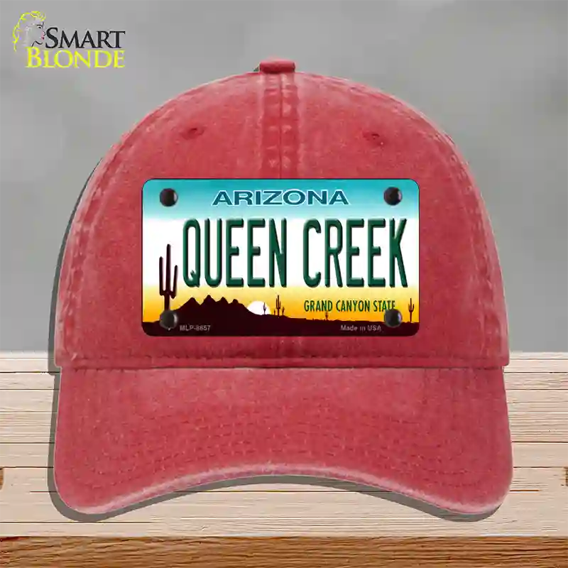 Queen Creek Arizona Novelty License Plate Hat Unconstructed Cotton / Red