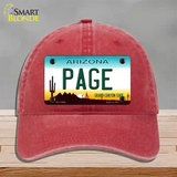 Page Arizona Novelty License Plate Hat Unconstructed Cotton / Red