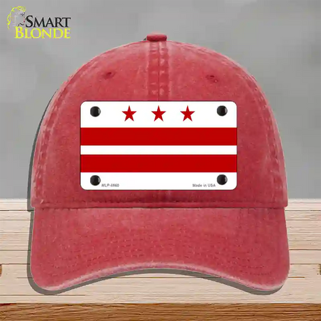 Washington DC Flag Novelty License Plate Hat Unconstructed Cotton / Red