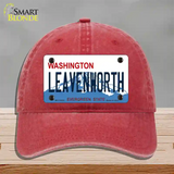 Leavenworth Washington Novelty License Plate Hat Unconstructed Cotton / Red