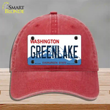 Greenlake Washington Novelty License Plate Hat Unconstructed Cotton / Red