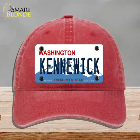 Kennewick Washington Novelty License Plate Hat Unconstructed Cotton / Red