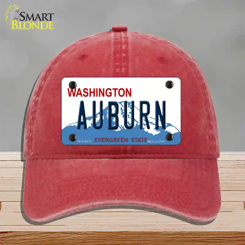 Auburn Washington Novelty License Plate Hat Unconstructed Cotton / Red