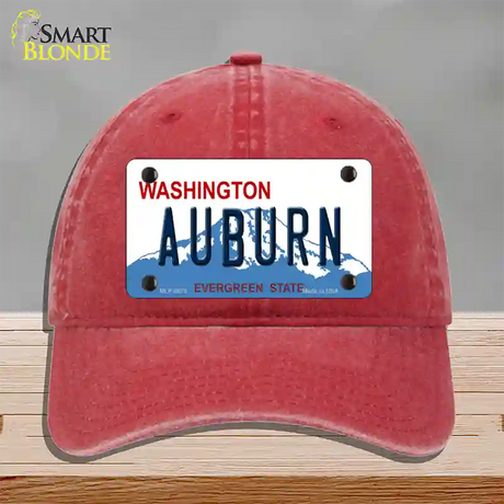 Auburn Washington Novelty License Plate Hat Unconstructed Cotton / Red