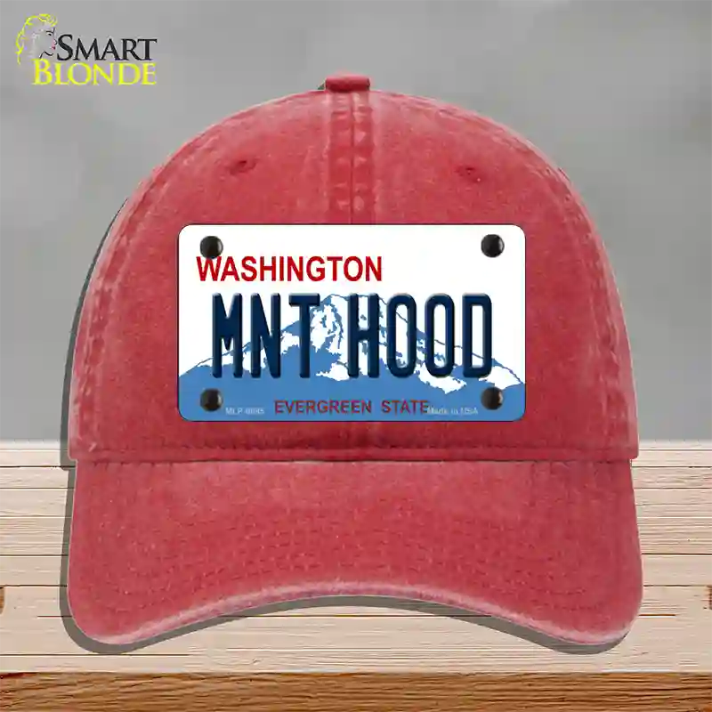 MNT Hood Washington Novelty License Plate Hat Unconstructed Cotton / Red