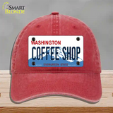 Coffee Shop Washington Novelty License Plate Hat Unconstructed Cotton / Red