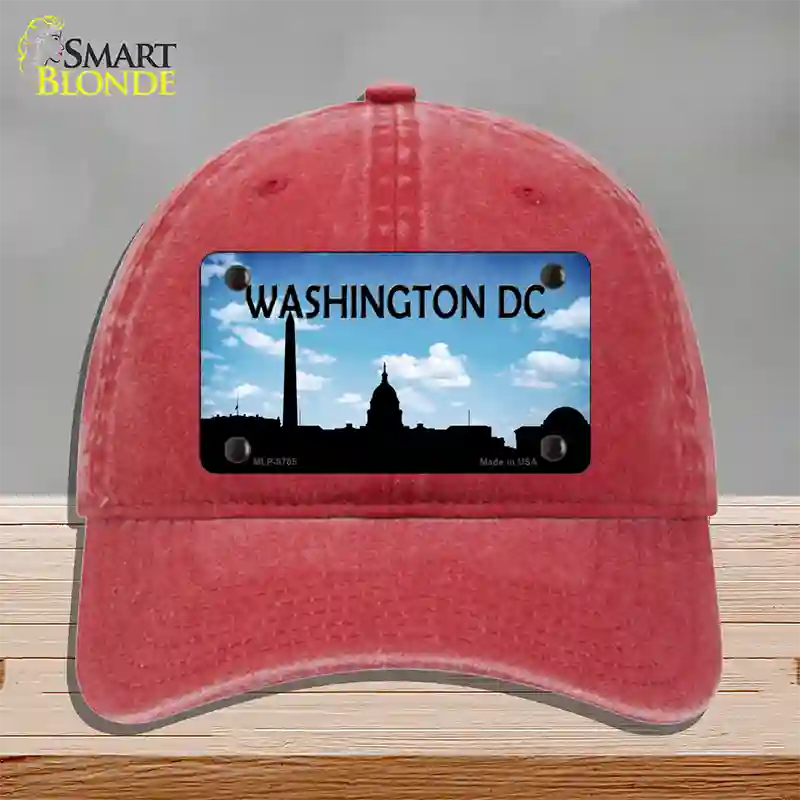 Washington DC Silhouette Novelty License Plate Hat Unconstructed Cotton / Red