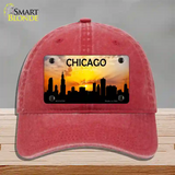 Chicago Silhouette Novelty License Plate Hat Unconstructed Cotton / Red