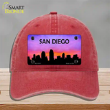 San Diego Silhouette Novelty License Plate Hat Unconstructed Cotton / Red