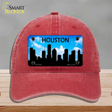 Houston Silhouette Novelty License Plate Hat Unconstructed Cotton / Red