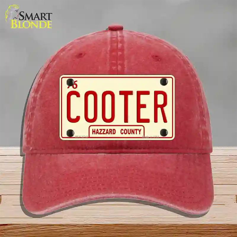 Cooter Novelty License Plate Hat Unconstructed Cotton / Red