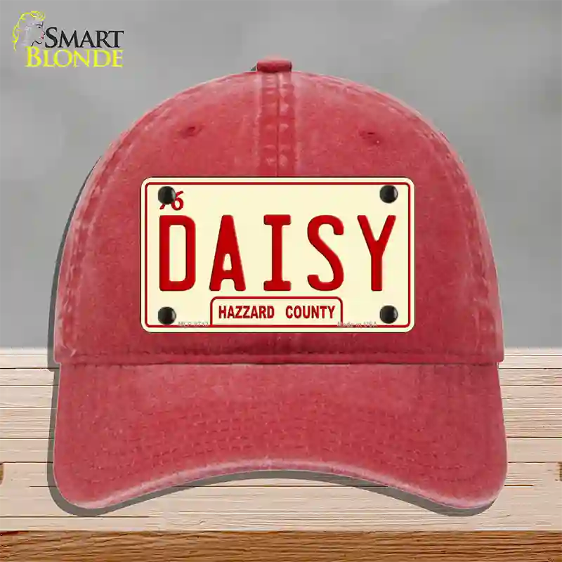 Daisy Novelty License Plate Hat Unconstructed Cotton / Red