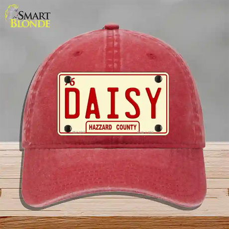 Daisy Novelty License Plate Hat Unconstructed Cotton / Red