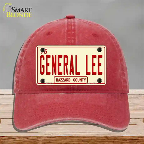 General Lee Hazzard County Novelty License Plate Hat Unconstructed Cotton / Red