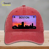 Boston Silhouette Novelty License Plate Hat Unconstructed Cotton / Red