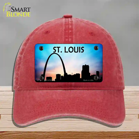 St Louis Silhouette Novelty License Plate Hat Unconstructed Cotton / Red