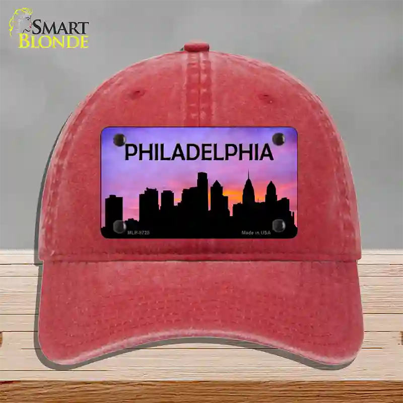 Philadelphia Silhouette Novelty License Plate Hat Unconstructed Cotton / Red