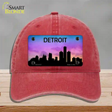 Detroit Silhouette Novelty License Plate Hat Unconstructed Cotton / Red