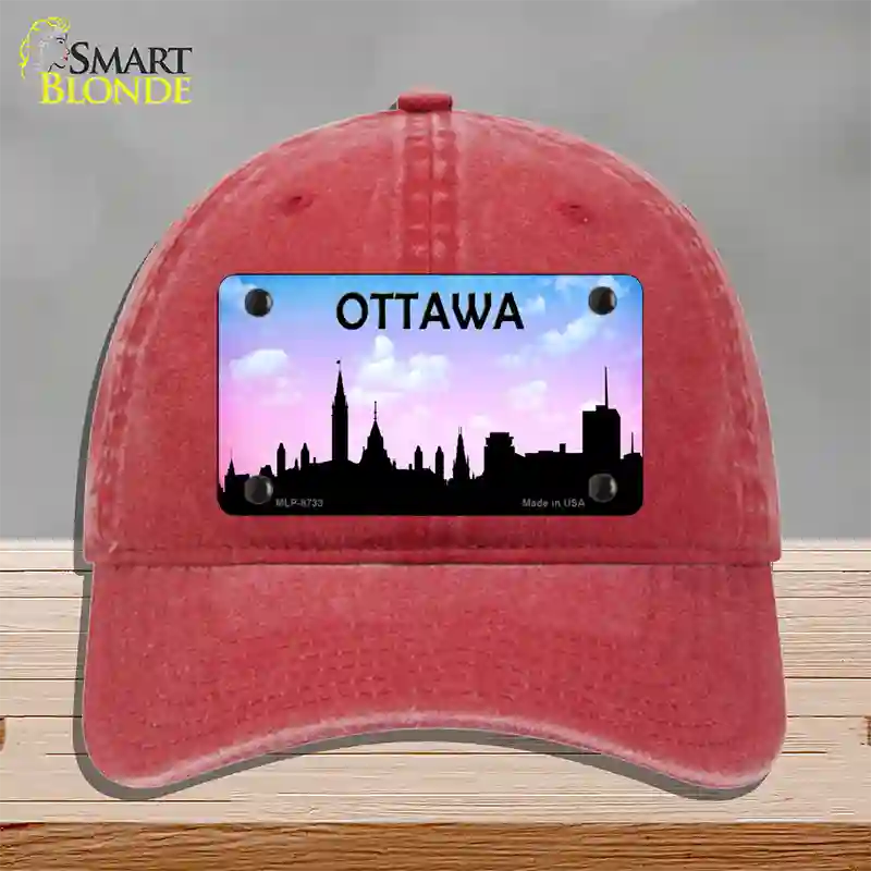 Ottawa Silhouette Novelty License Plate Hat Unconstructed Cotton / Red