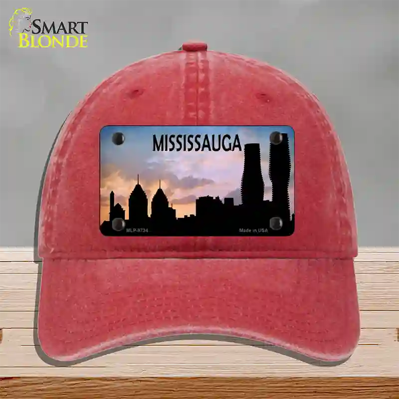 Mississauga Silhouette Novelty License Plate Hat Unconstructed Cotton / Red