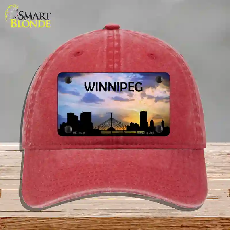 Winnipeg Silhouette Novelty License Plate Hat Unconstructed Cotton / Red