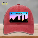 Puebla Silhouette Novelty License Plate Hat Unconstructed Cotton / Red