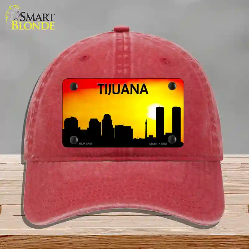 Tijuana Silhouette Novelty License Plate Hat Unconstructed Cotton / Red