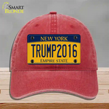 Trump 2016 Novelty License Plate Hat Unconstructed Cotton / Red