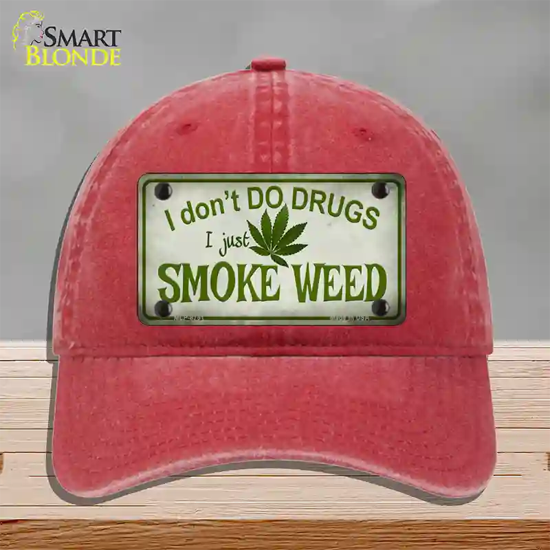 I Dont Do Drugs Novelty License Plate Hat Unconstructed Cotton / Red