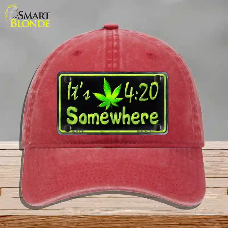 Its 4:20 Novelty License Plate Hat Unconstructed Cotton / Red