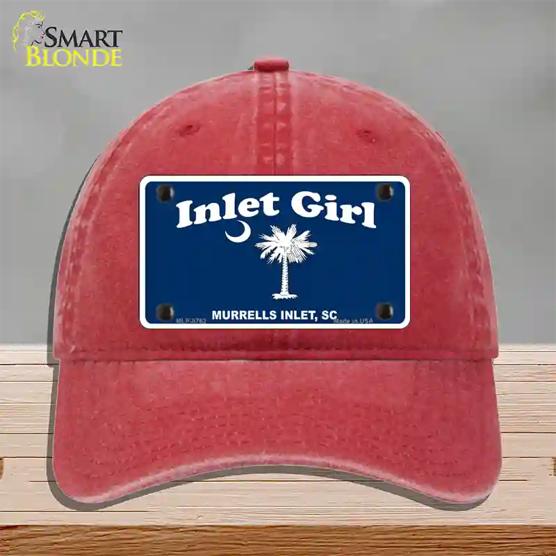 Inlet Girl Novelty License Plate Hat Unconstructed Cotton / Red