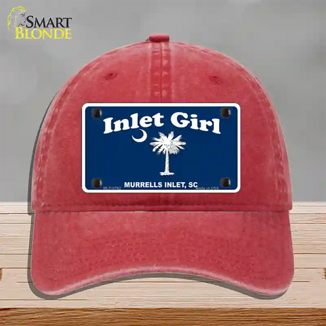 Inlet Girl Novelty License Plate Hat Unconstructed Cotton / Red