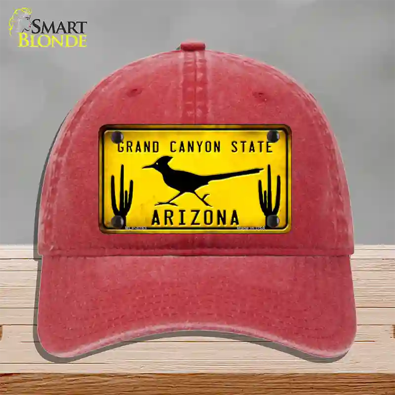 Roadrunner Yellow Arizona Grand Canyon State Novelty License Plate Hat Unconstructed Cotton / Red